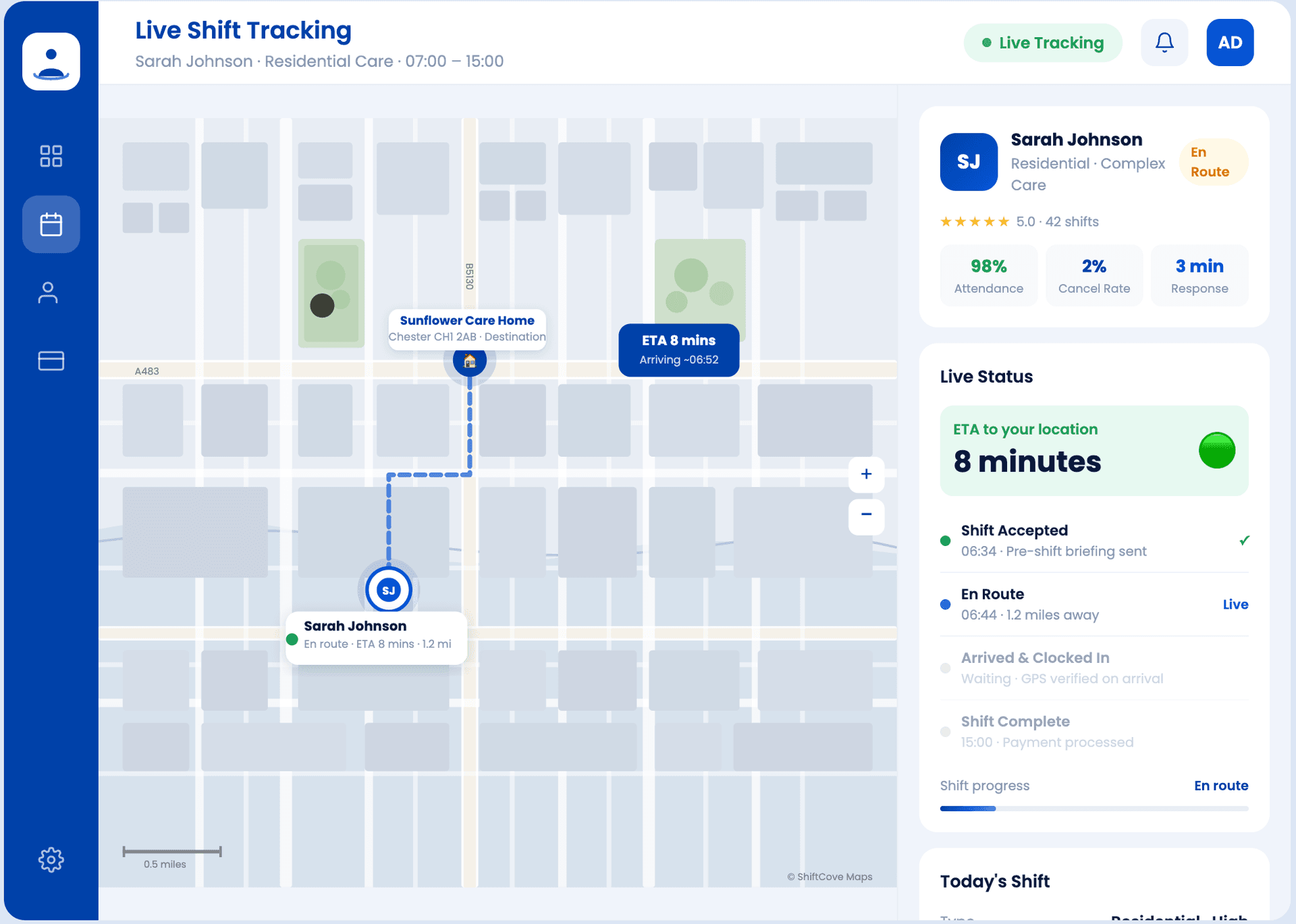 ShiftCove live tracking